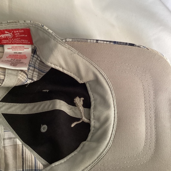 PUMA athletic hat lightweight 100% cotton plaid EUC - Picture 2 of 5